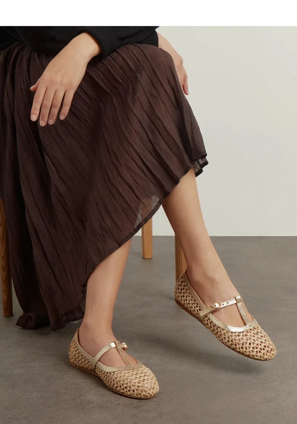 Hot Aerati ballet flat khaki natural Women Closed-Toe |Ballet Flats