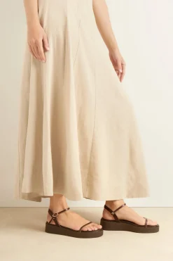 Hot Irida stitch brown off white Women Comfort Soles |Slingbacks